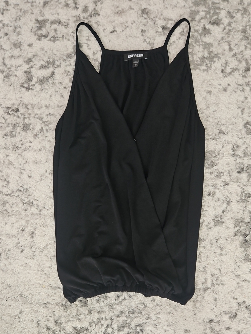 Express Black Surplice Camisole with Spaghetti Straps And Elastic Hem